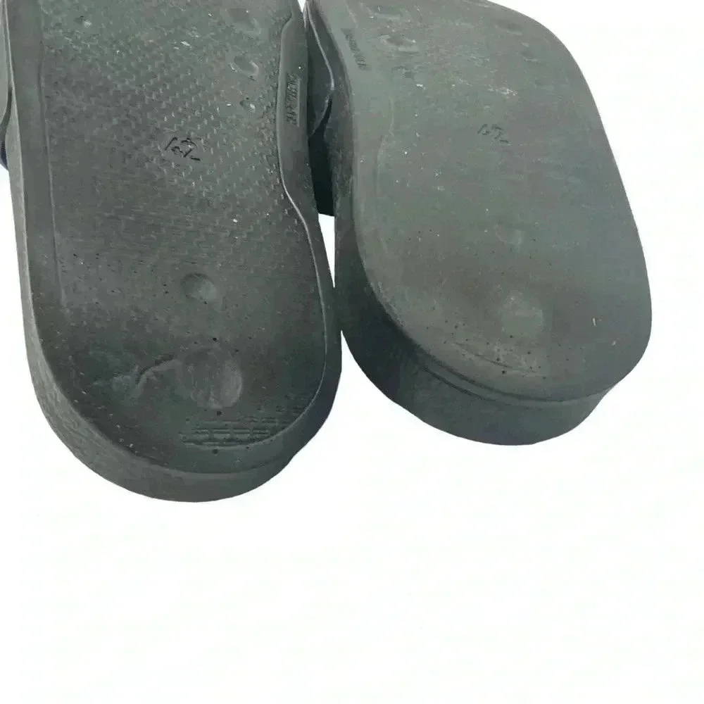 Giuseppe Zanotti Brett black leather Slide Sandal With gold Logo size 42